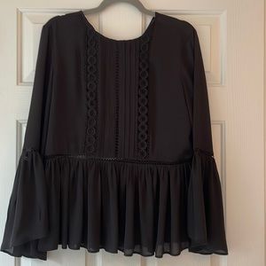 Ann Taylor Black Bell Sleeve Loose Top XS Excellent Condition